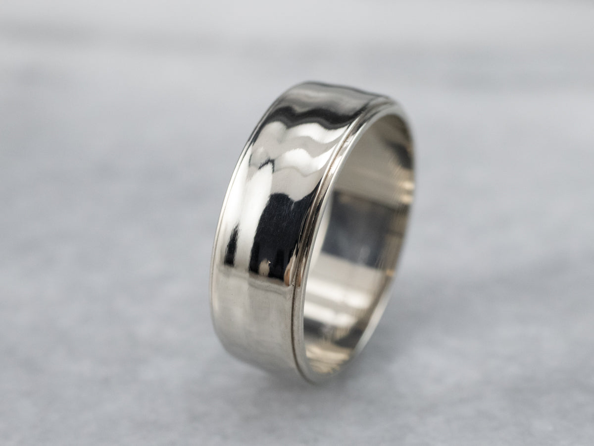 Wide 14K White Gold Wedding Band