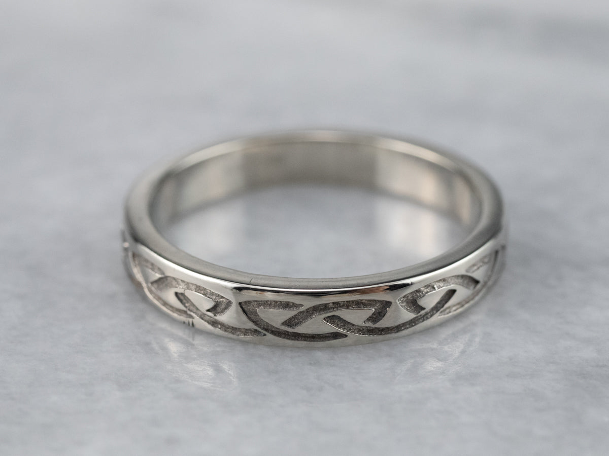 Celtic Pattern White Gold Band