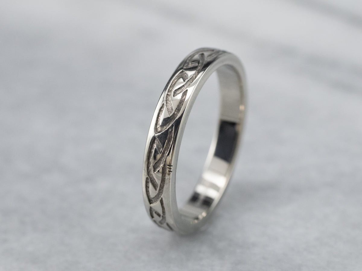 Celtic Pattern White Gold Band