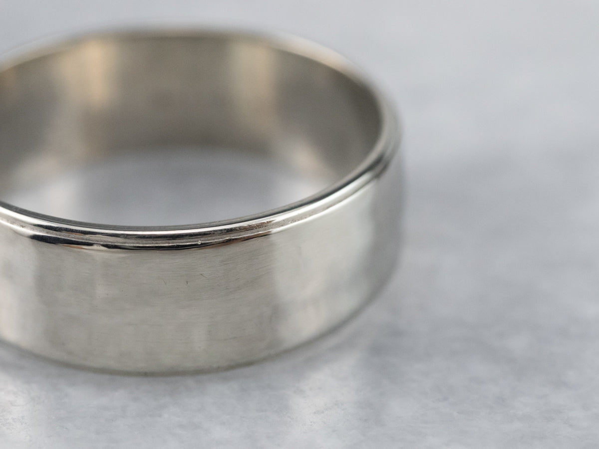 Wide 14K White Gold Wedding Band