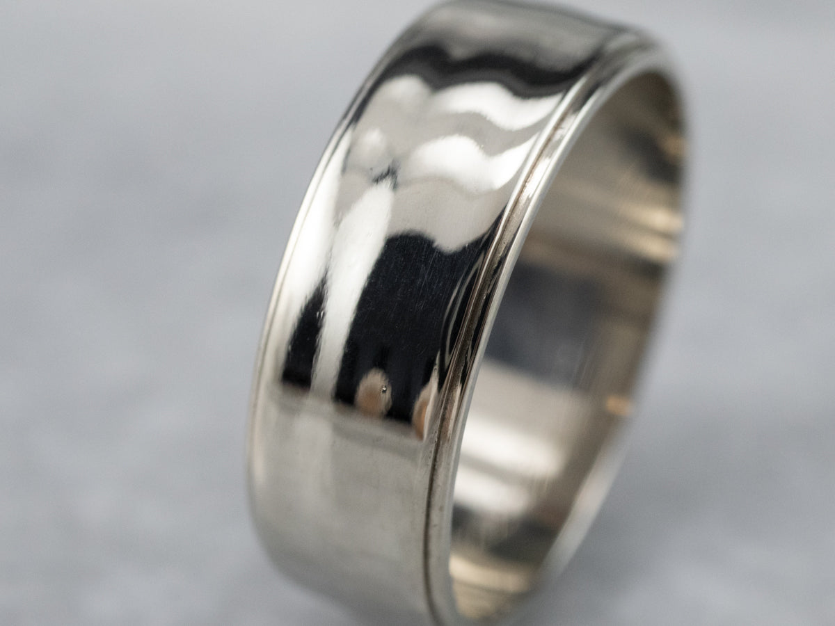 Wide 14K White Gold Wedding Band