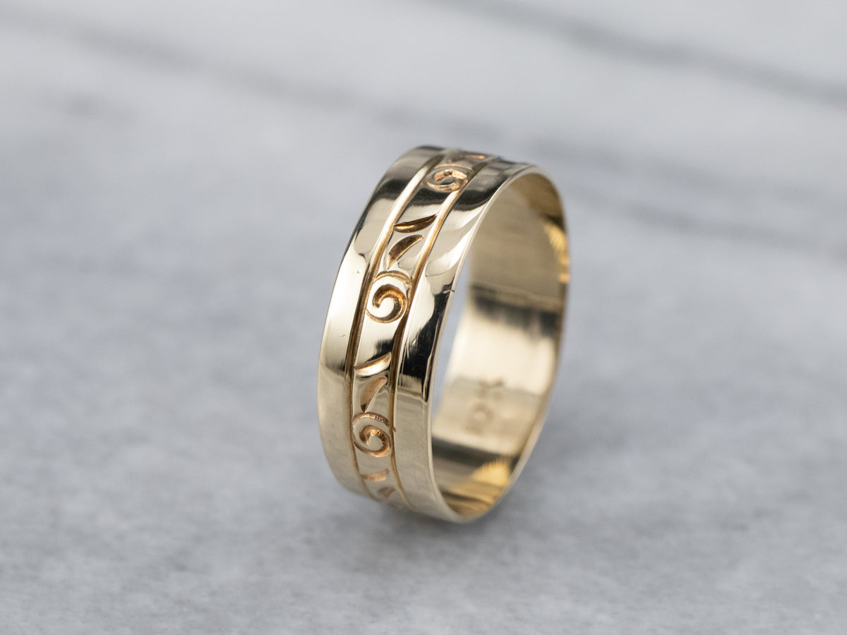 Vintage Yellow Gold Pattern Band