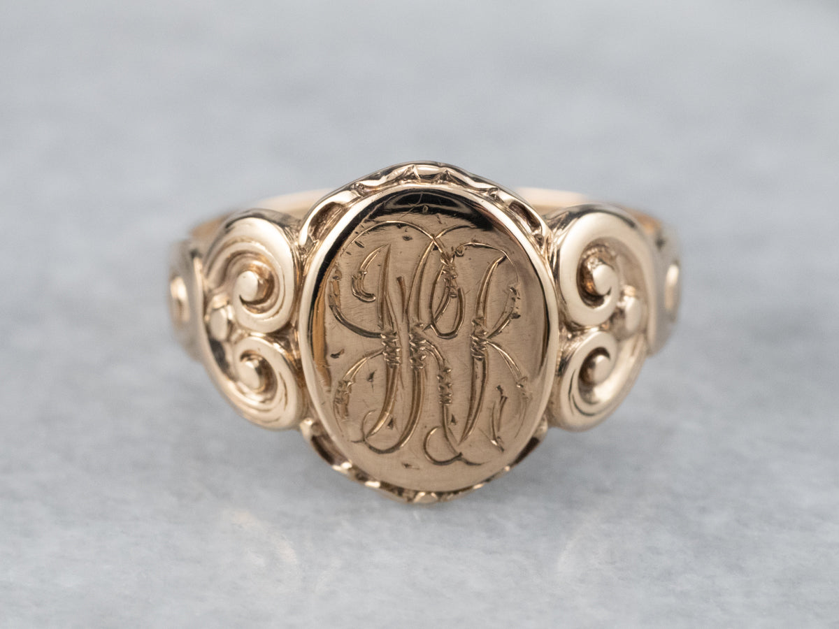 Antique "JRR" Ornate Gold Signet Ring