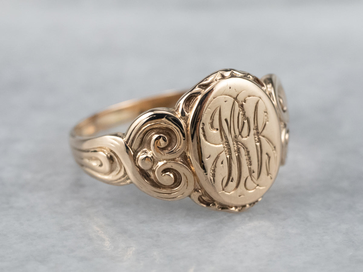 Antique &quot;JRR&quot; Ornate Gold Signet Ring