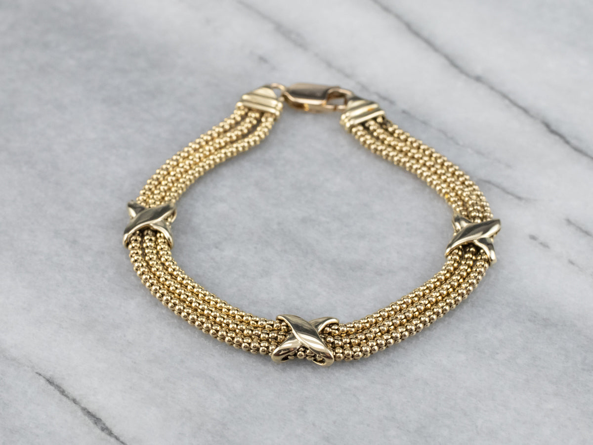 Three Strand Gold Popcorn Chain Bracelet