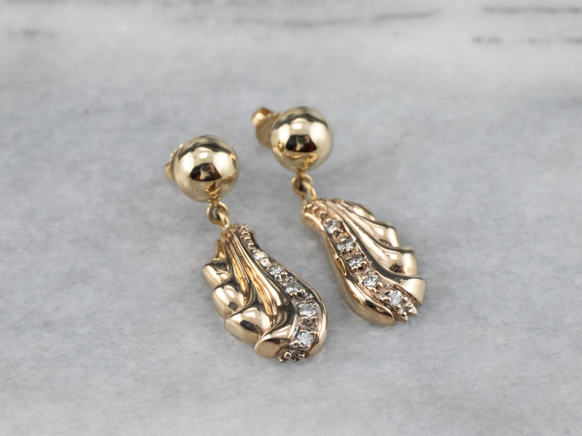 Vintage Cascading Diamond Gold Drop Earrings