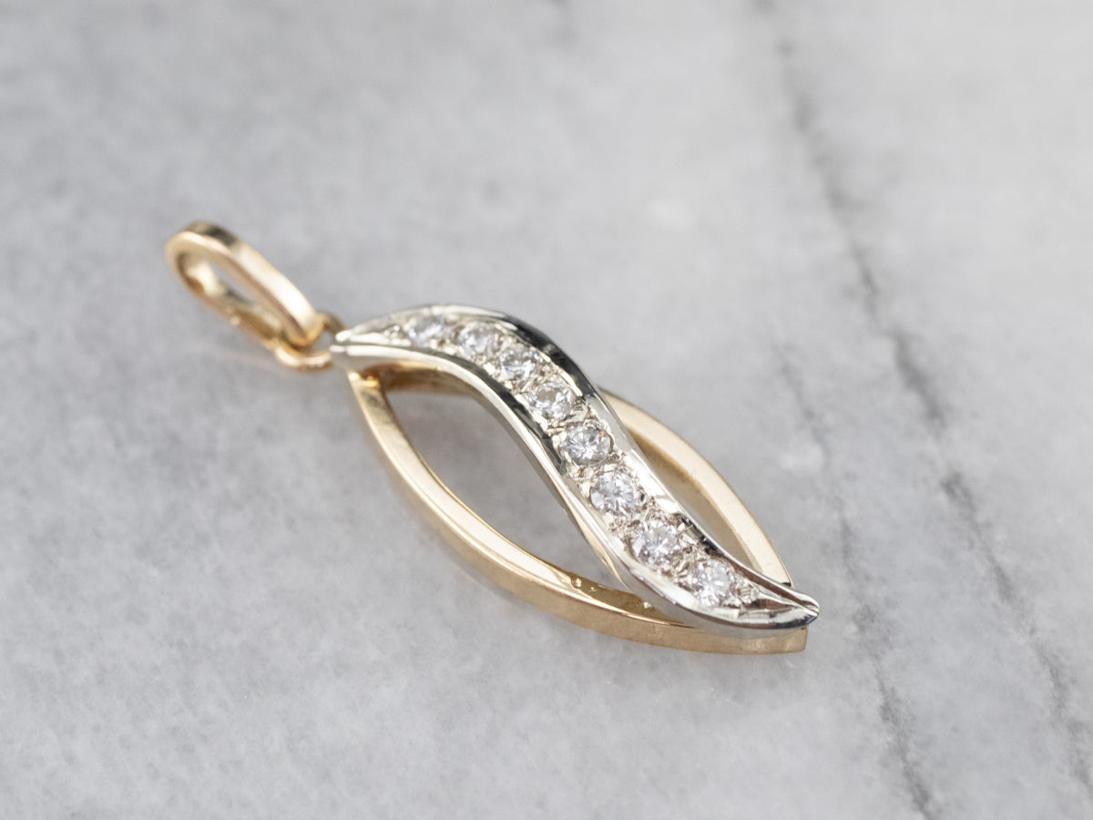 Modern Diamond Two Tone Gold Pendant