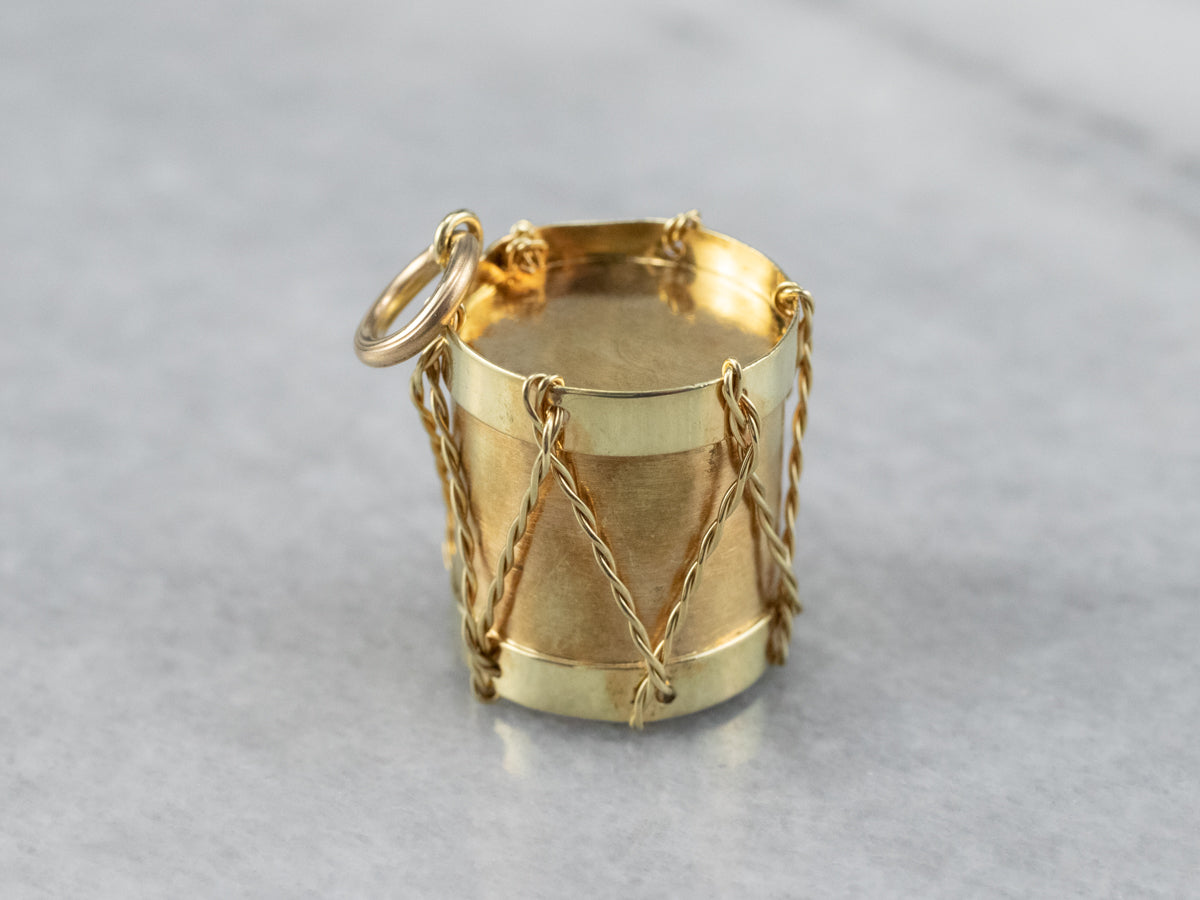 Vintage Gold Drum Charm