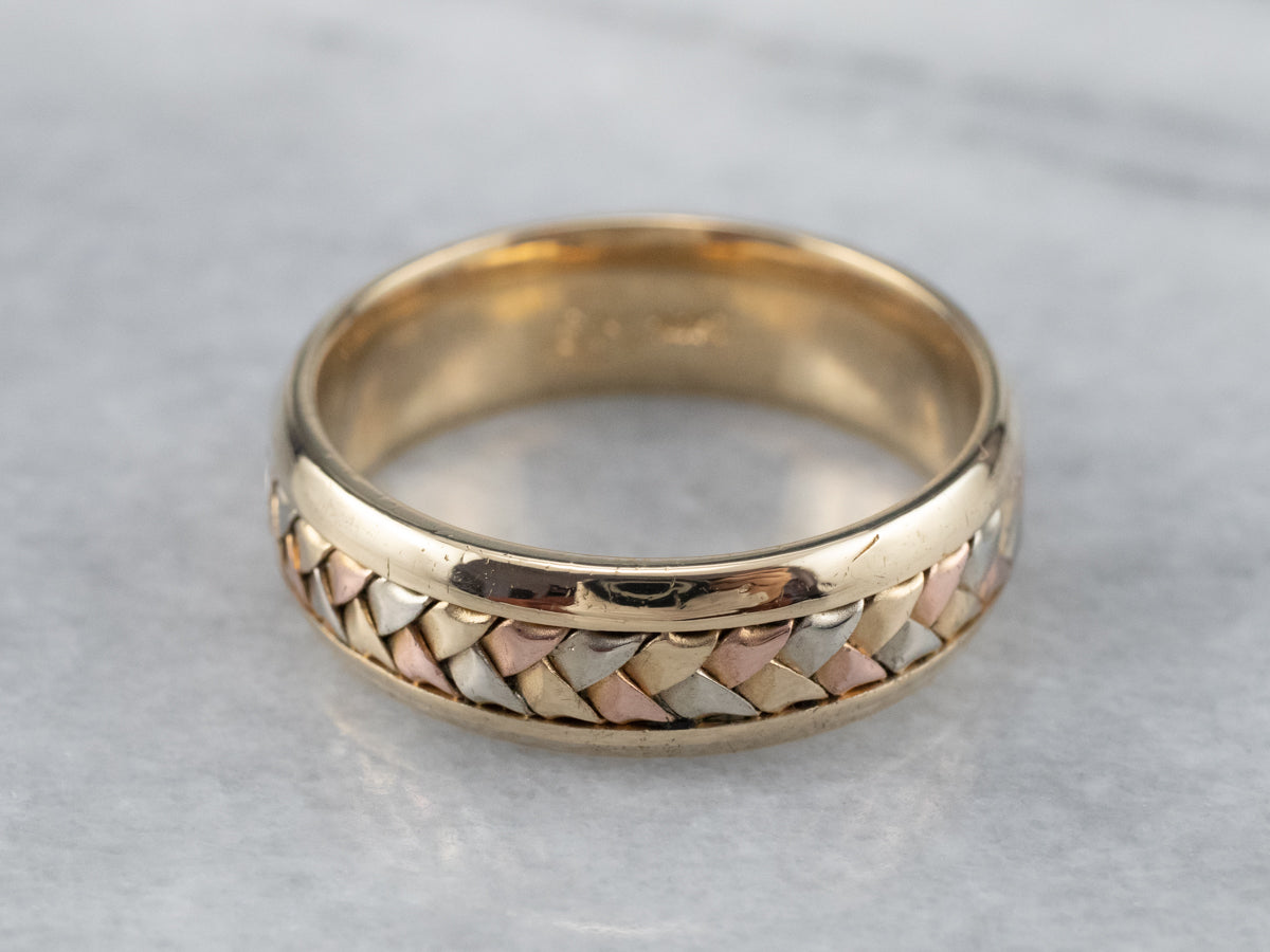 Tri Color Gold Woven Band