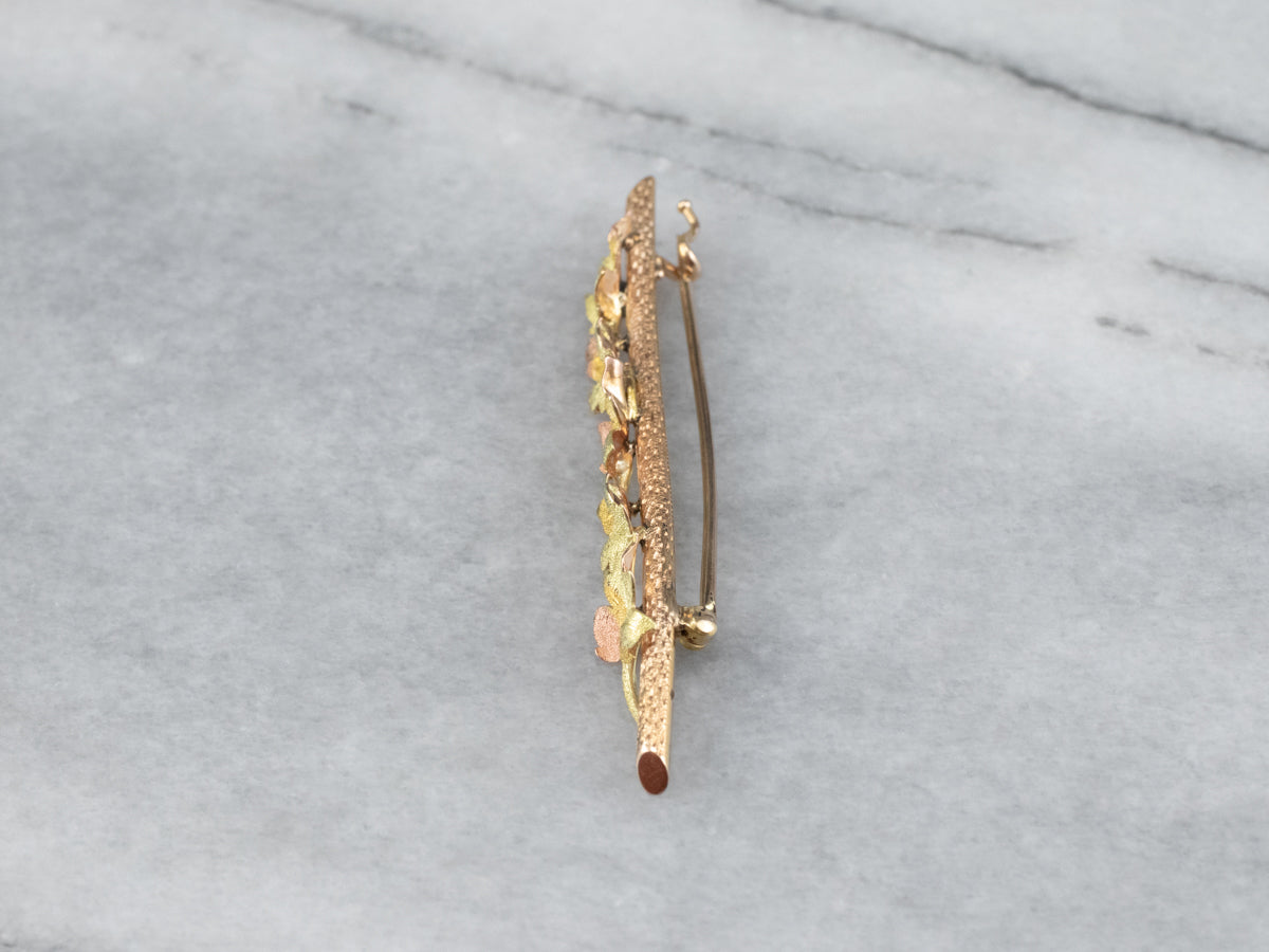 Antique Gold Foliage Bar Pin