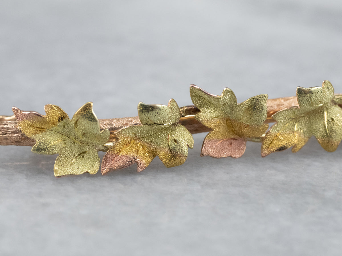 Antique Gold Foliage Bar Pin