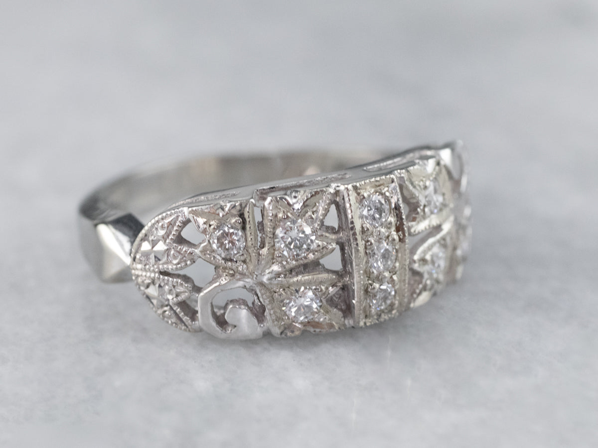 Retro Era Botanical Diamond Ring