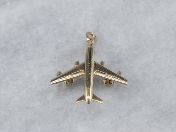 14K Yellow Gold Airplane Charm Pendant P024 – ELI ADAMS JEWELERS