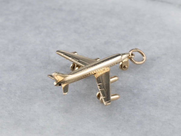 14K Yellow Gold Airplane Charm Pendant P024 – ELI ADAMS JEWELERS