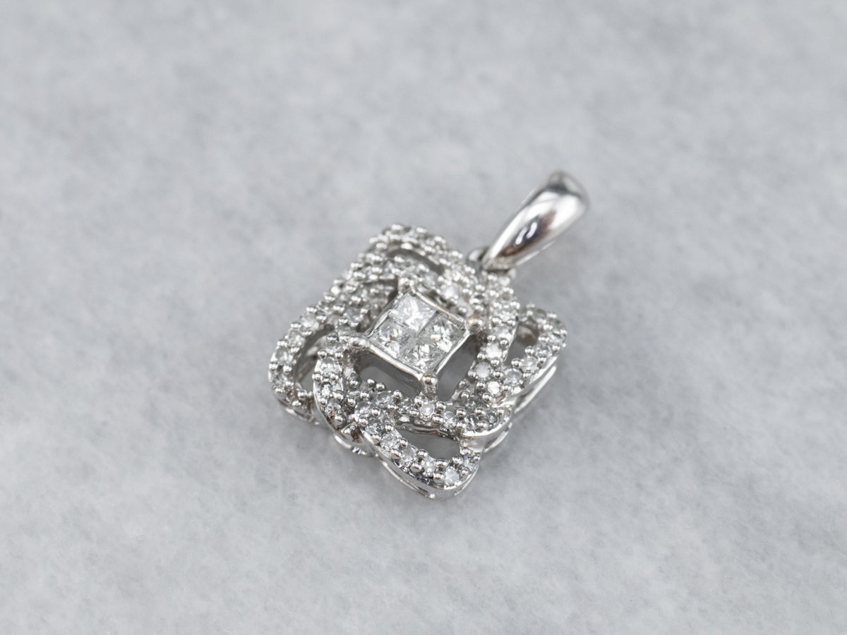 Twisting Diamond Halo Pendant