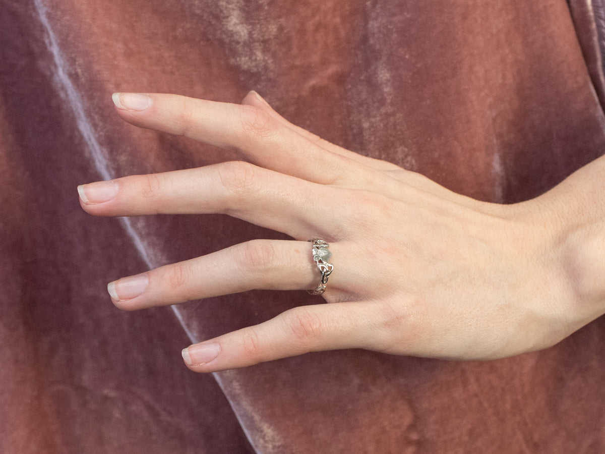 White Gold Claddagh Celtic Knot Ring