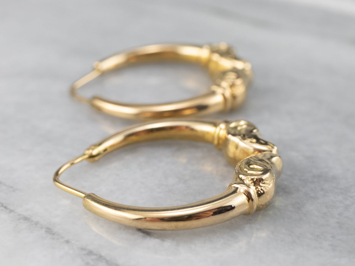 Ram's Head Gold Hoop Earrings