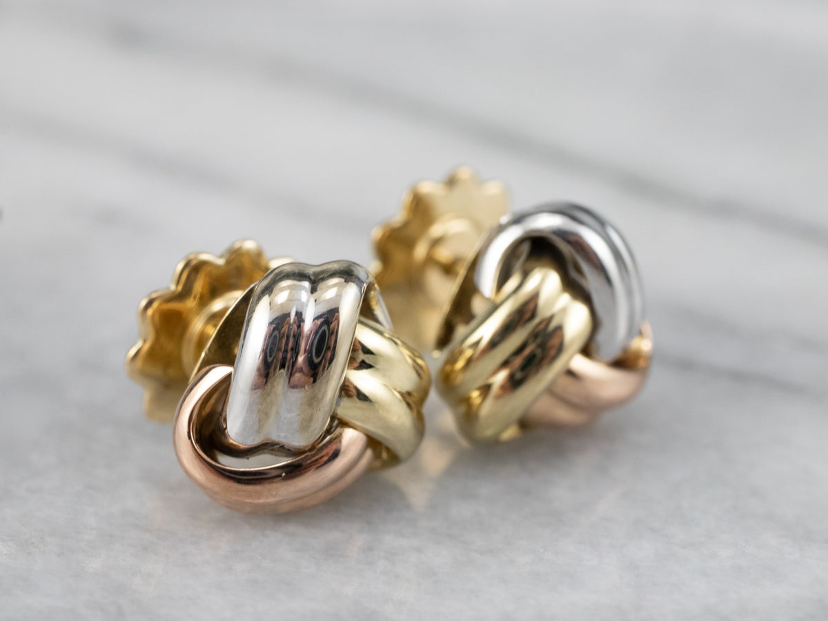 14k Gold Knot TRI-Colored store Gold Earrings