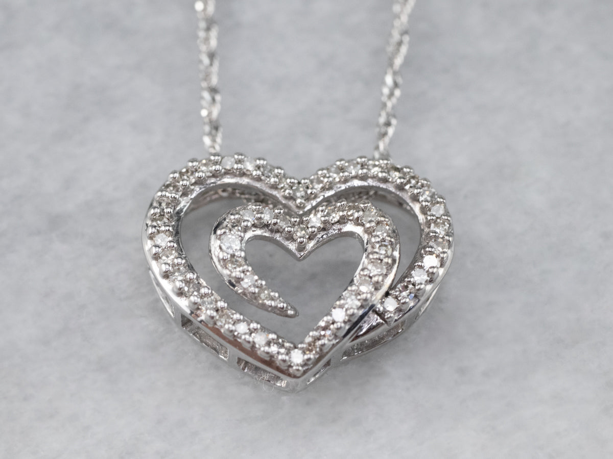 Diamond Heart Pendant White Gold Necklace