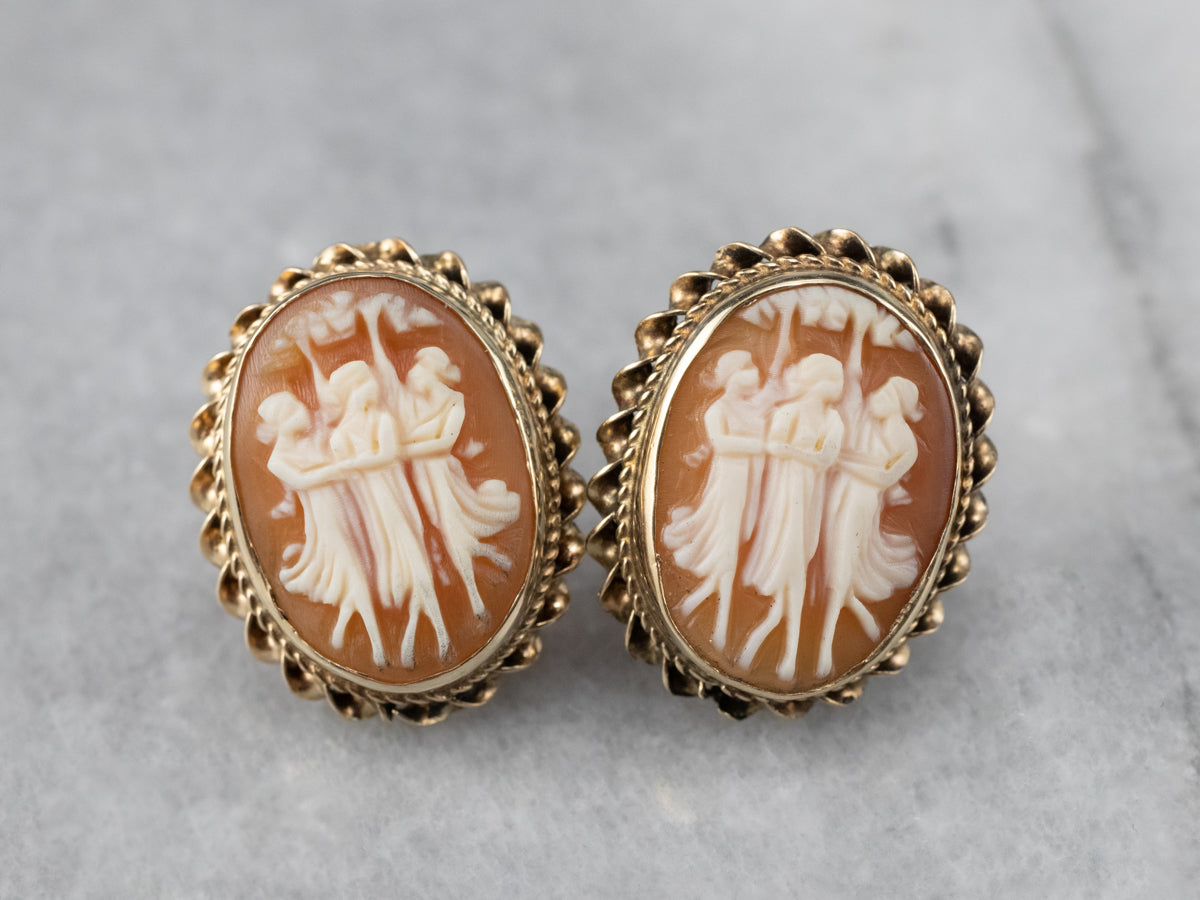 Three Graces Cameo Stud Earrings