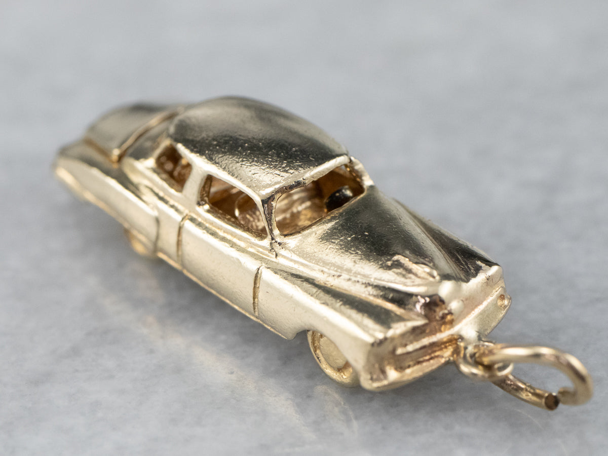 Vintage Car Gold Charm Pendant