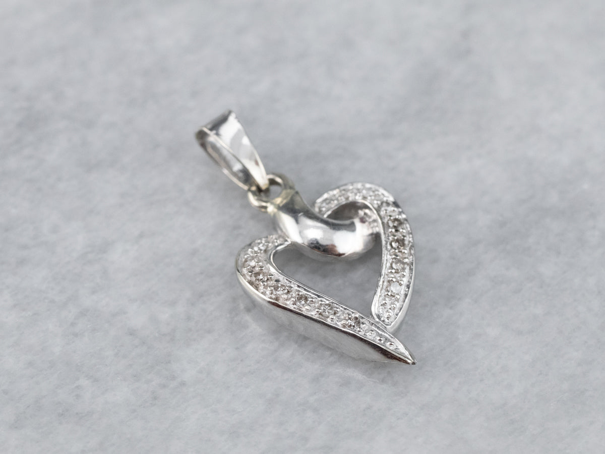 Modern Diamond Gold Heart Pendant