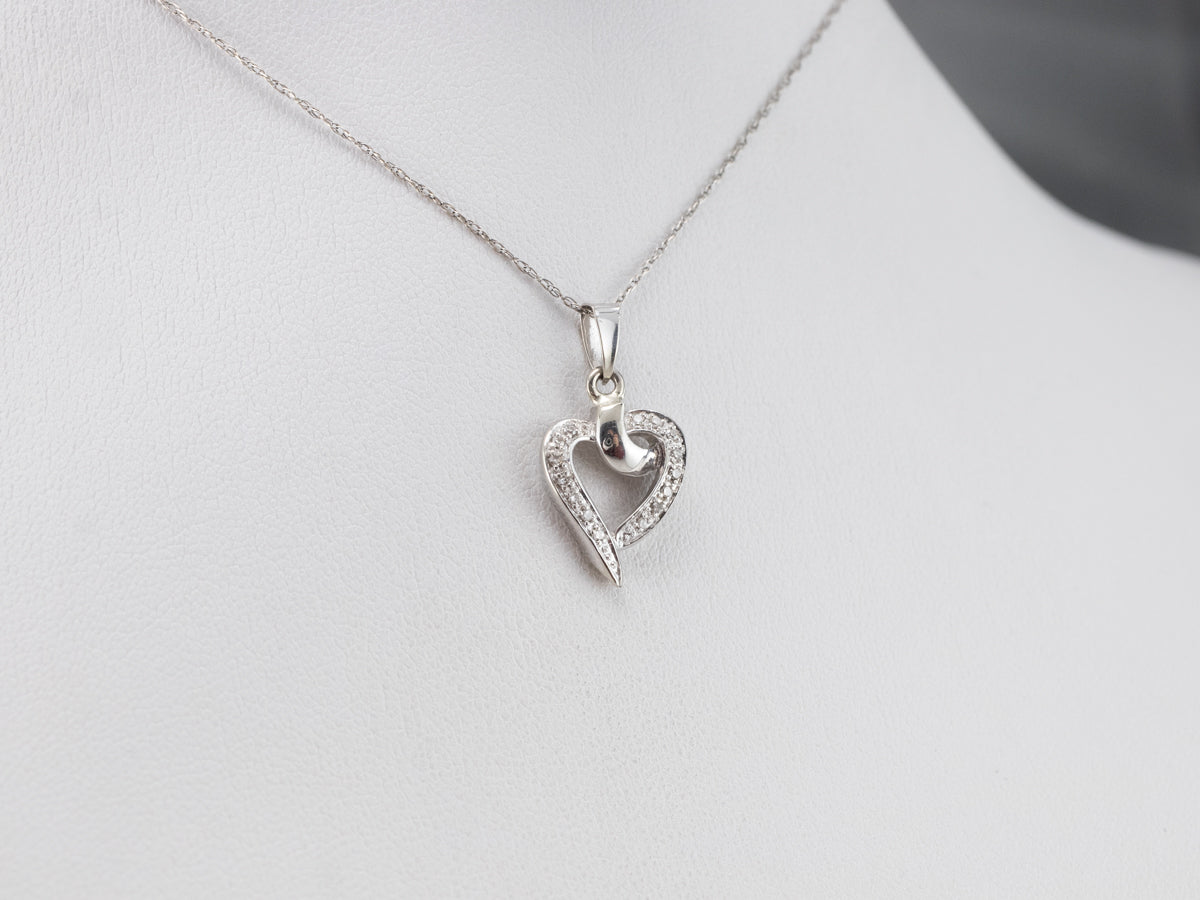 Modern Diamond Gold Heart Pendant