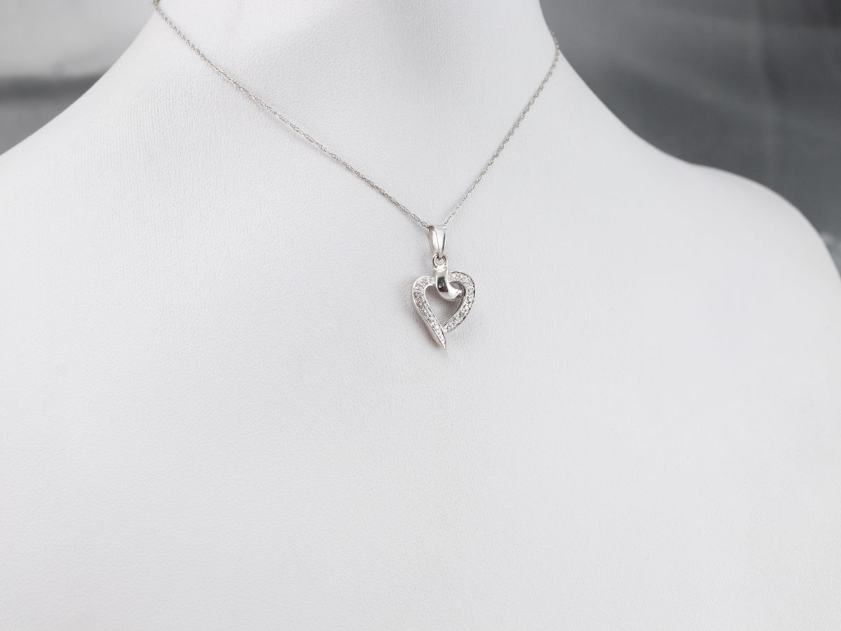 Modern Diamond Gold Heart Pendant