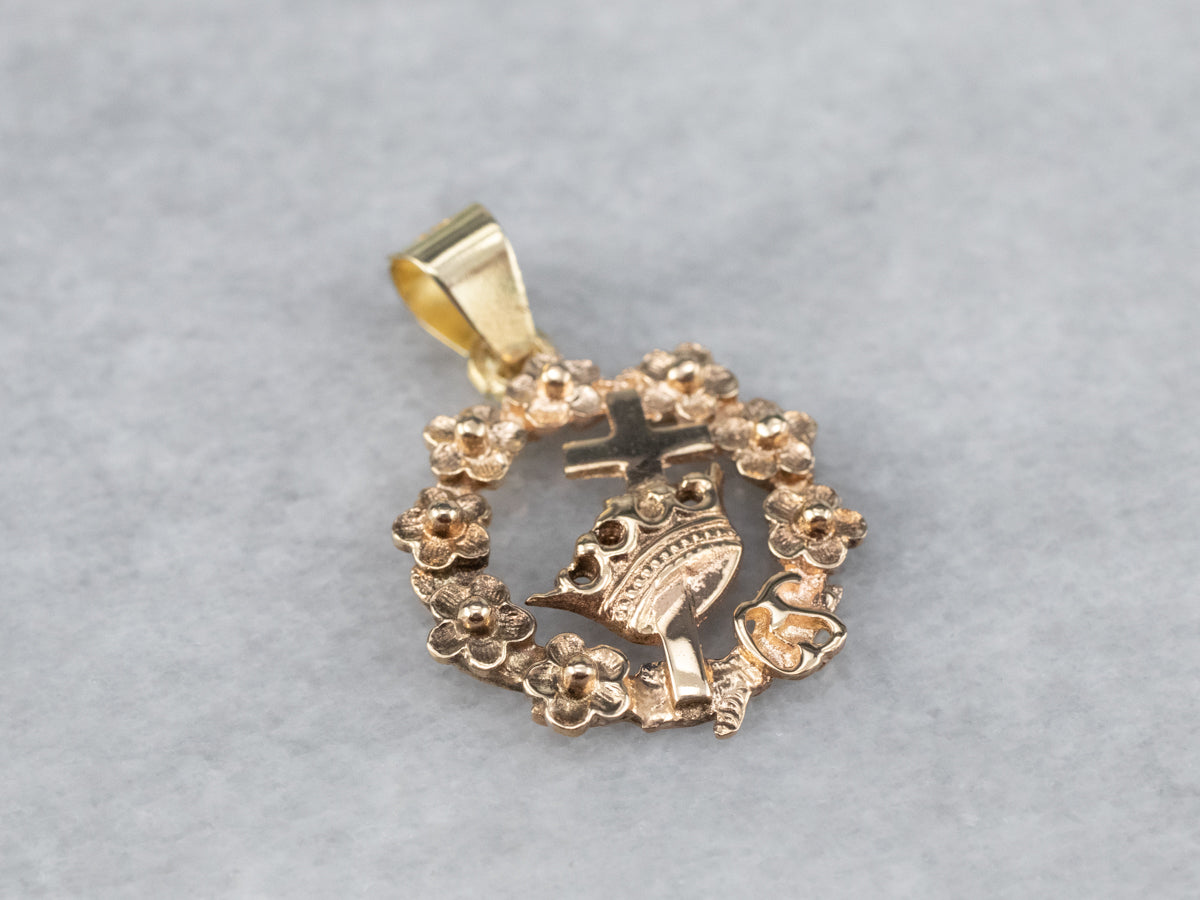 Floral Gold Knights Templar Pendant