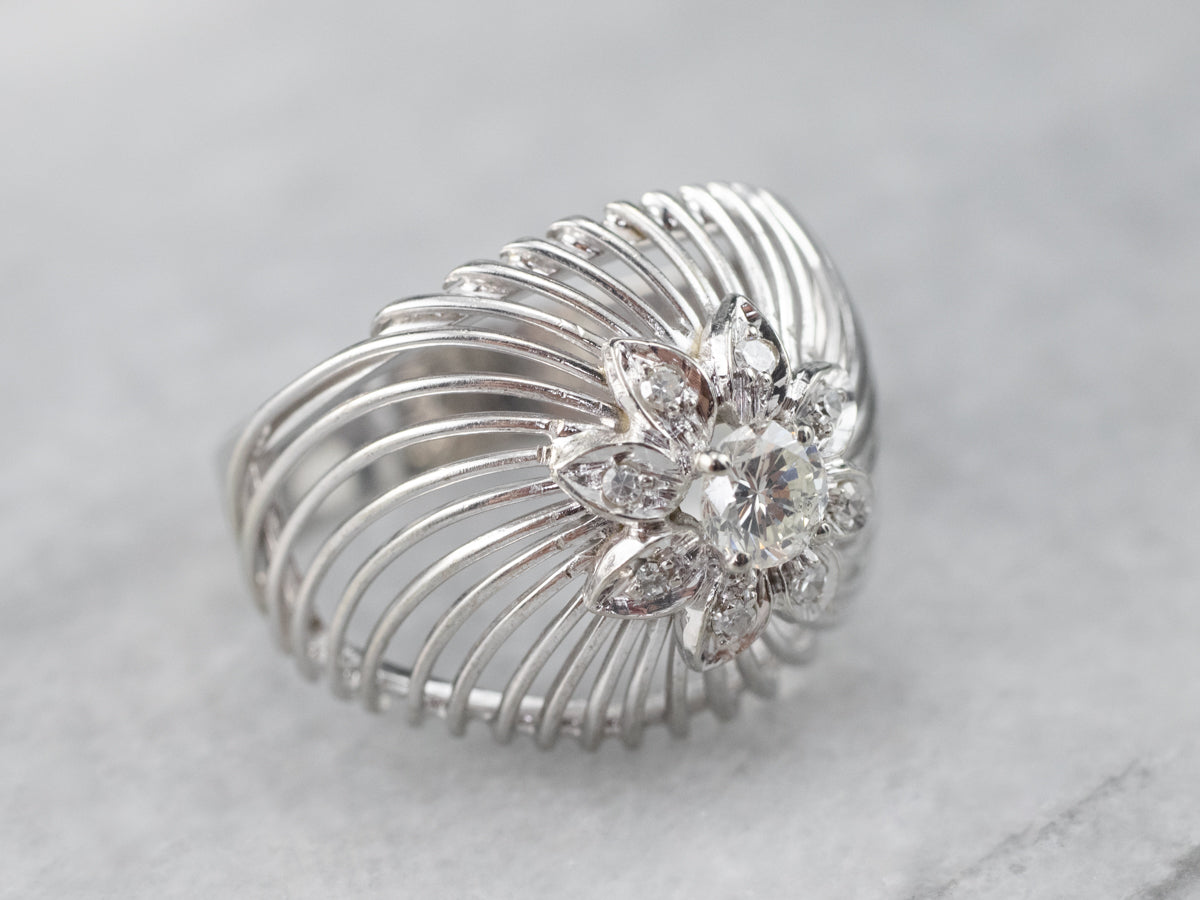 Diamond White Gold Openwork Statement Ring