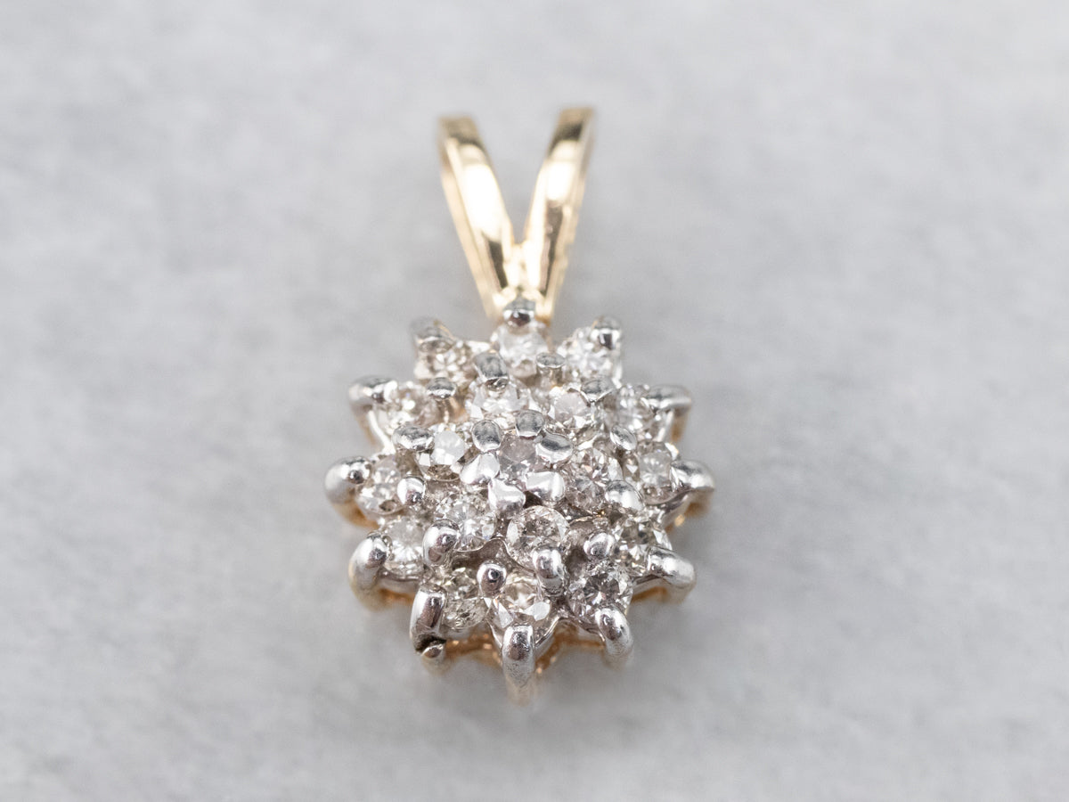 Diamond Cluster Gold Pendant