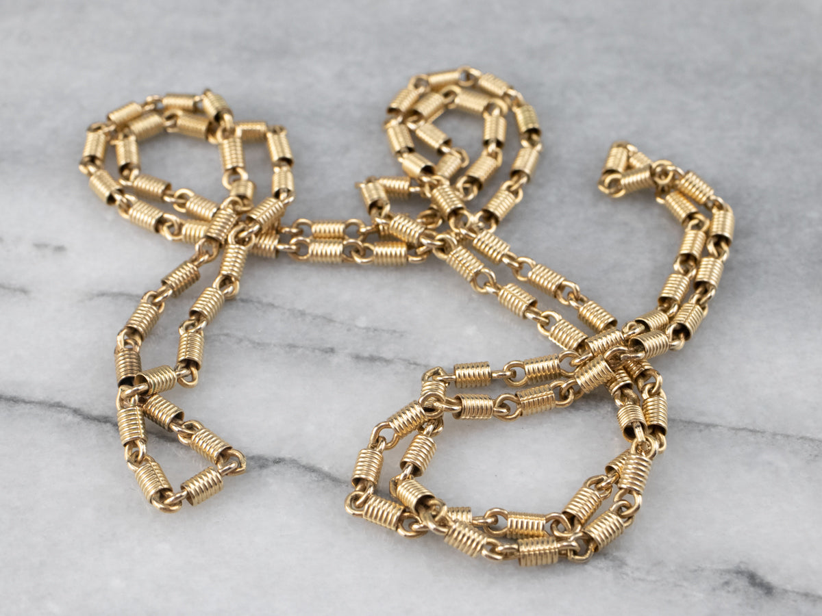 Long Gold Tube Link Chain