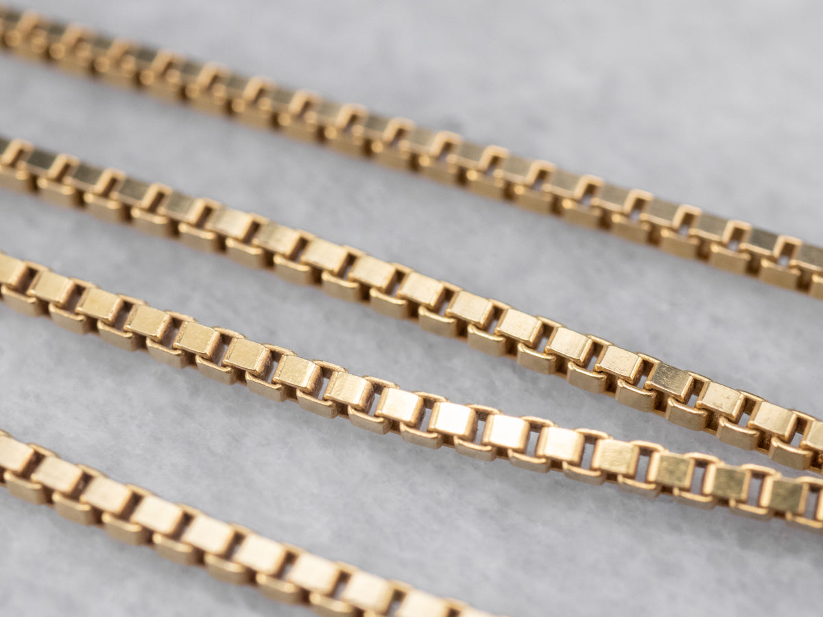 Long 18K Yellow Gold Box Chain