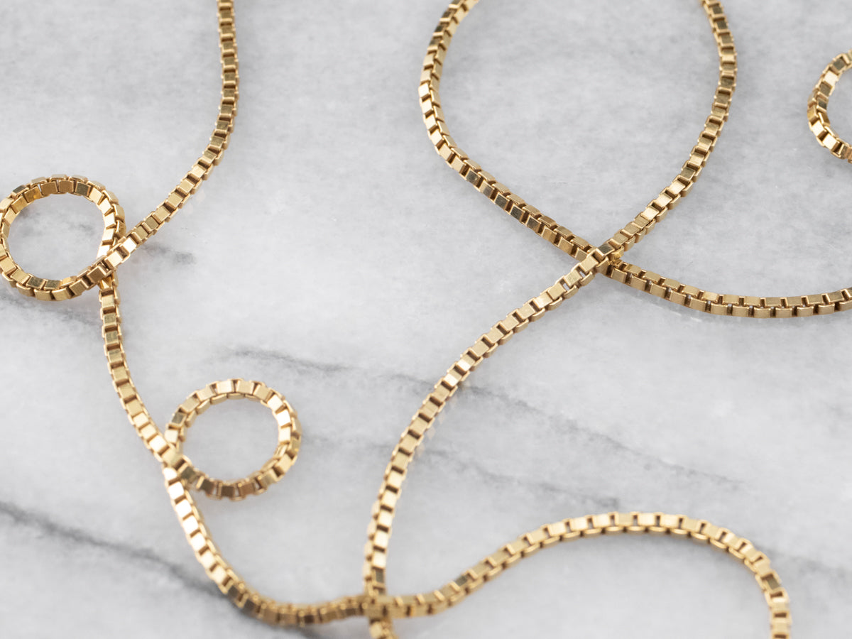 Long 18K Yellow Gold Box Chain