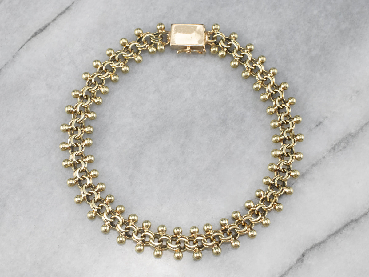 Woven Fancy Link Gold Beaded Bracelet