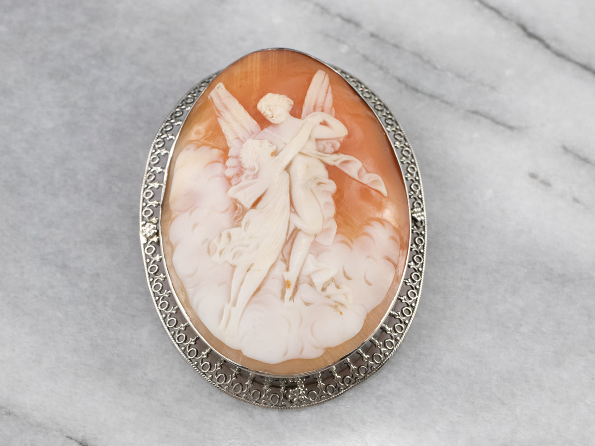 Cupid and Psyche Cameo Pin or Pendant