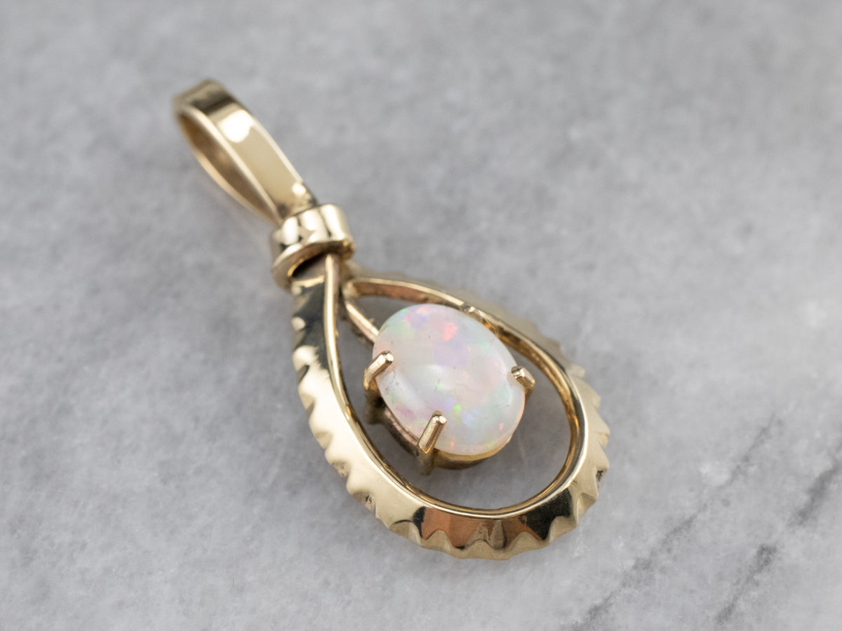 Green Gold Teardrop Opal Pendant