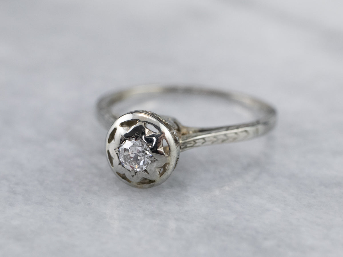 Starburst Deco Diamond Engagement Ring