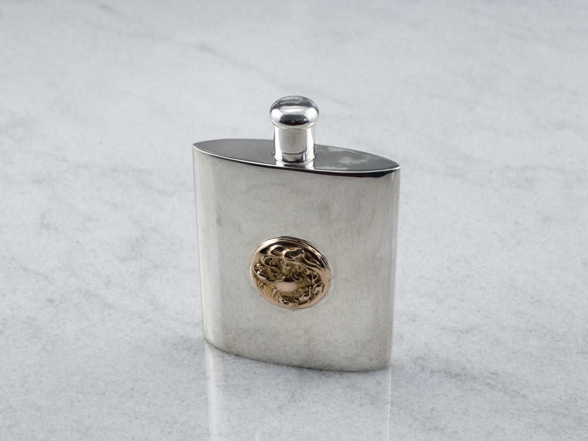 Mixed Metal Art Nouveau Flask