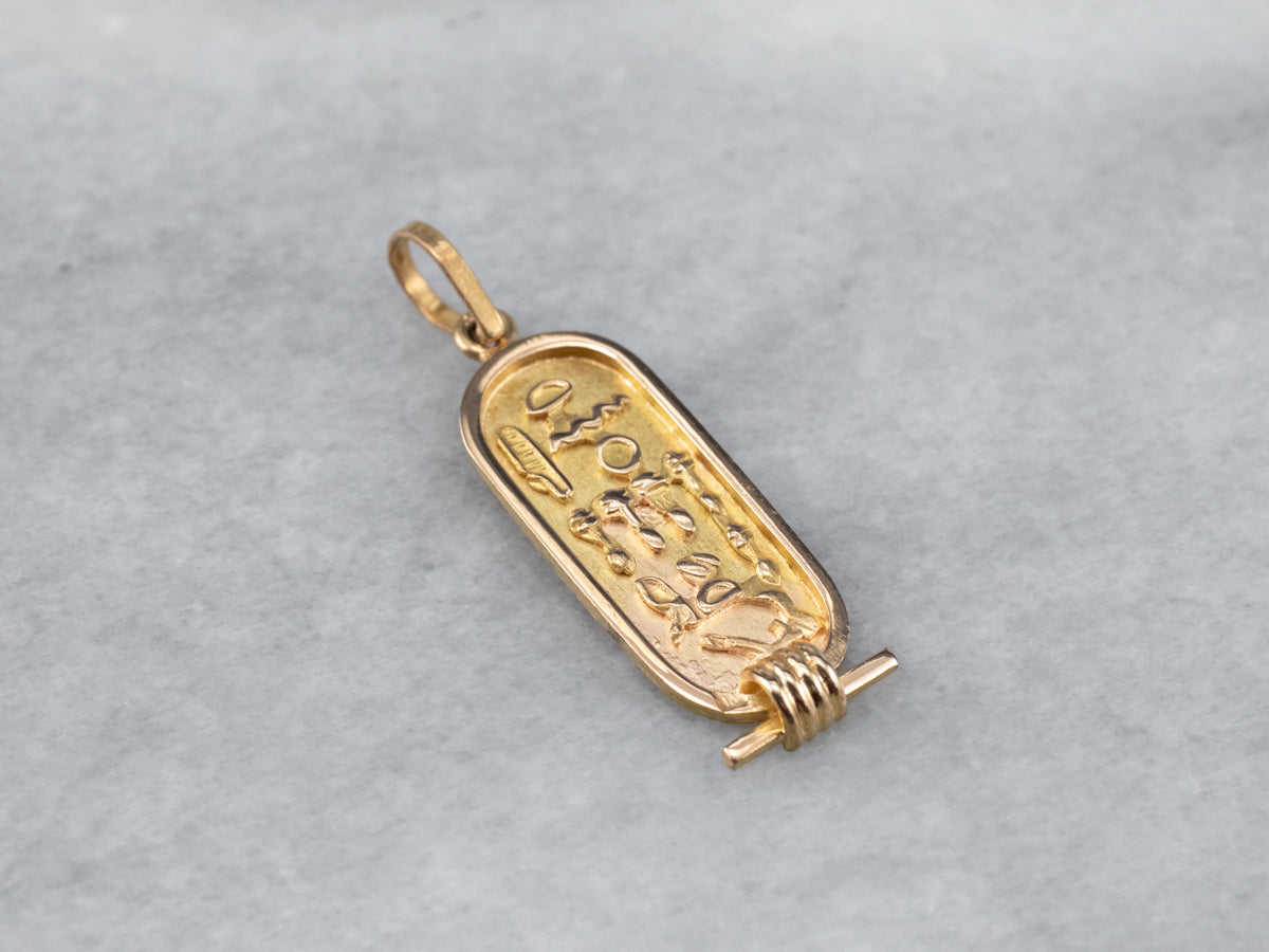 18K Gold Egyptian Hieroglyphics Pendant