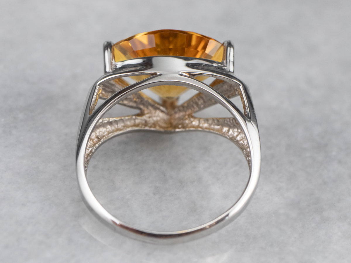 Fancy Cut Citrine Gold Statement Ring