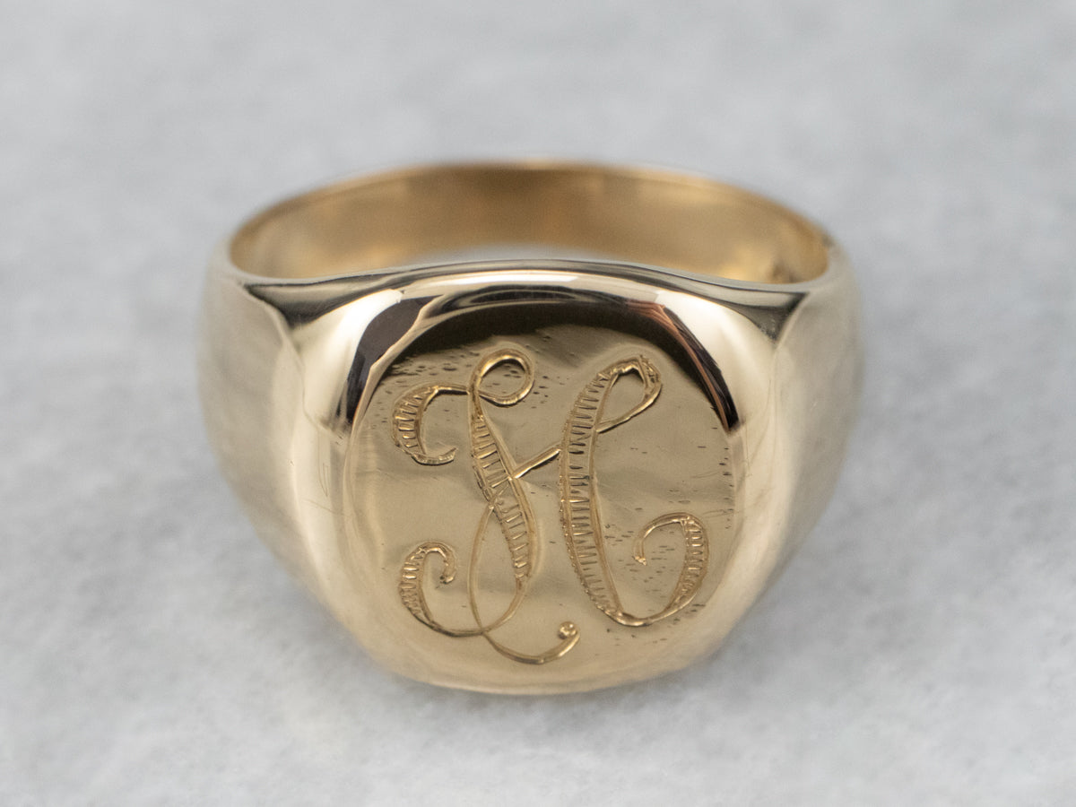 Monogram Carved Vintage Style Initial Ring