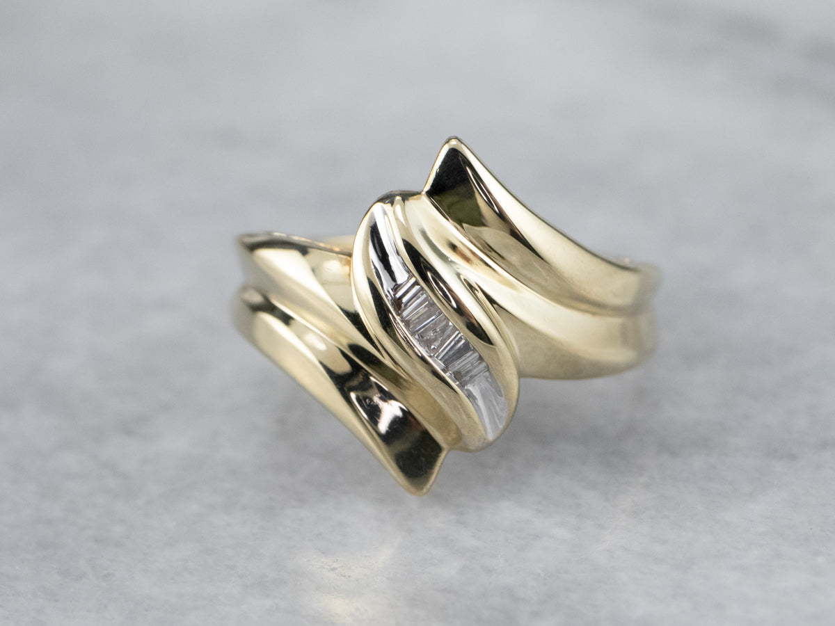 Diamond Two Tone Gold Bypass Ring