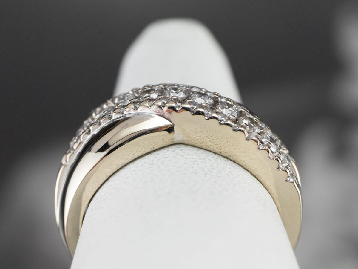 Twisting Diamond White Gold Band