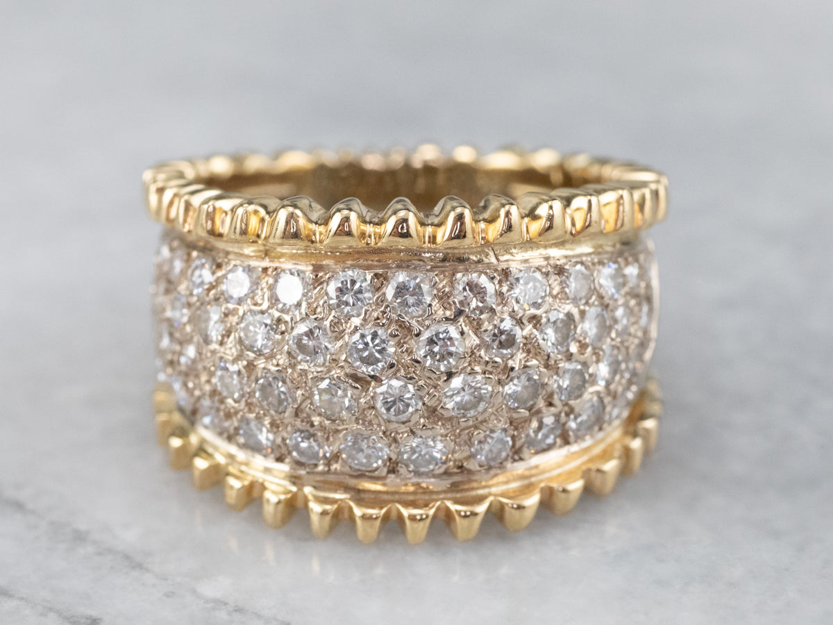 Diamond Encrusted Gold Statement Band