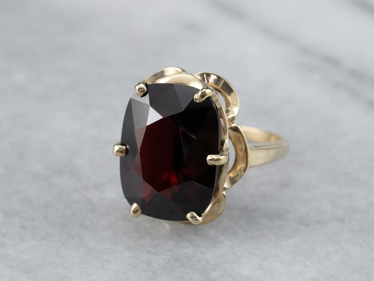 Scalloped Gold Garnet Statement Ring