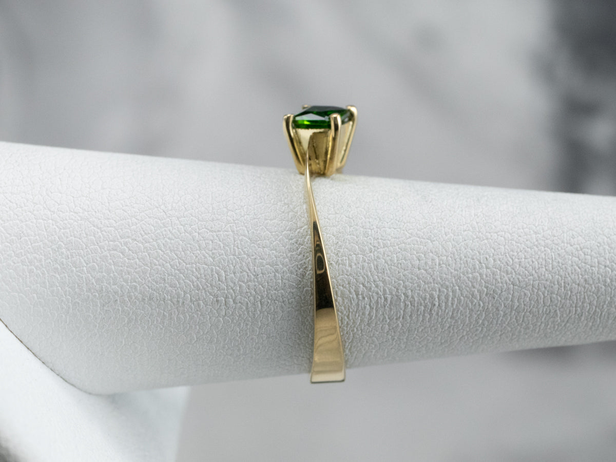 18K Gold Green Tourmaline Bypass Ring