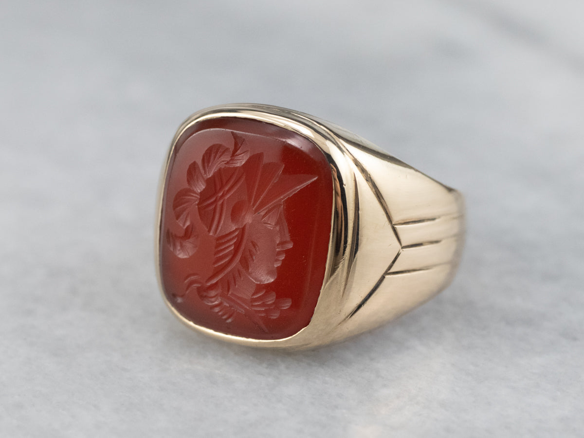 Vintage Gold Carnelian Intaglio Ring