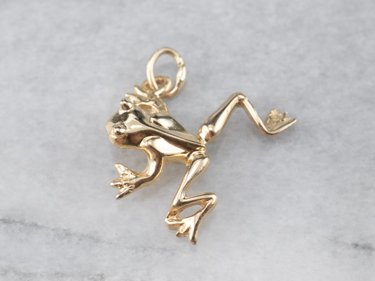 Large 14K Gold Frog Charm Pendant