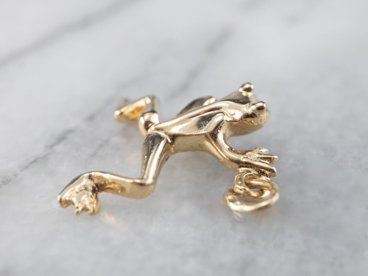 Large 14K Gold Frog Charm Pendant